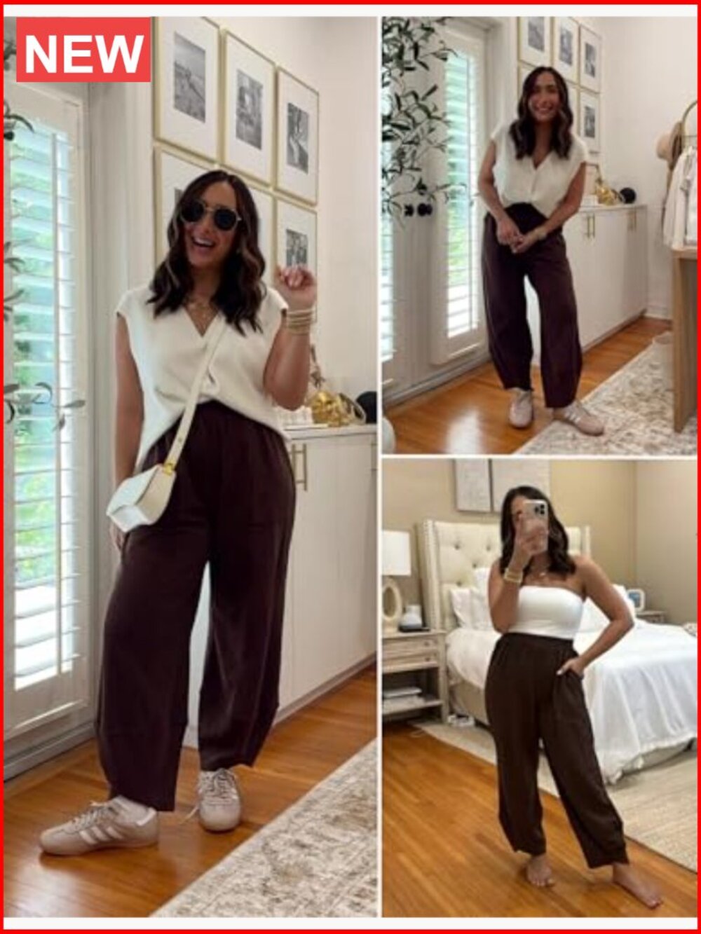 Baggy Wide Leg Palazzo Pants Elastic Waist with Pockets - Picture 2 of 7